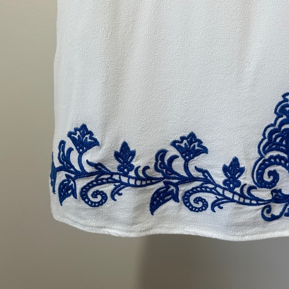 Lulus Tale to Tell Blue and Ivory Embroidered Shift Dress women’s small - Picture 7 of 12